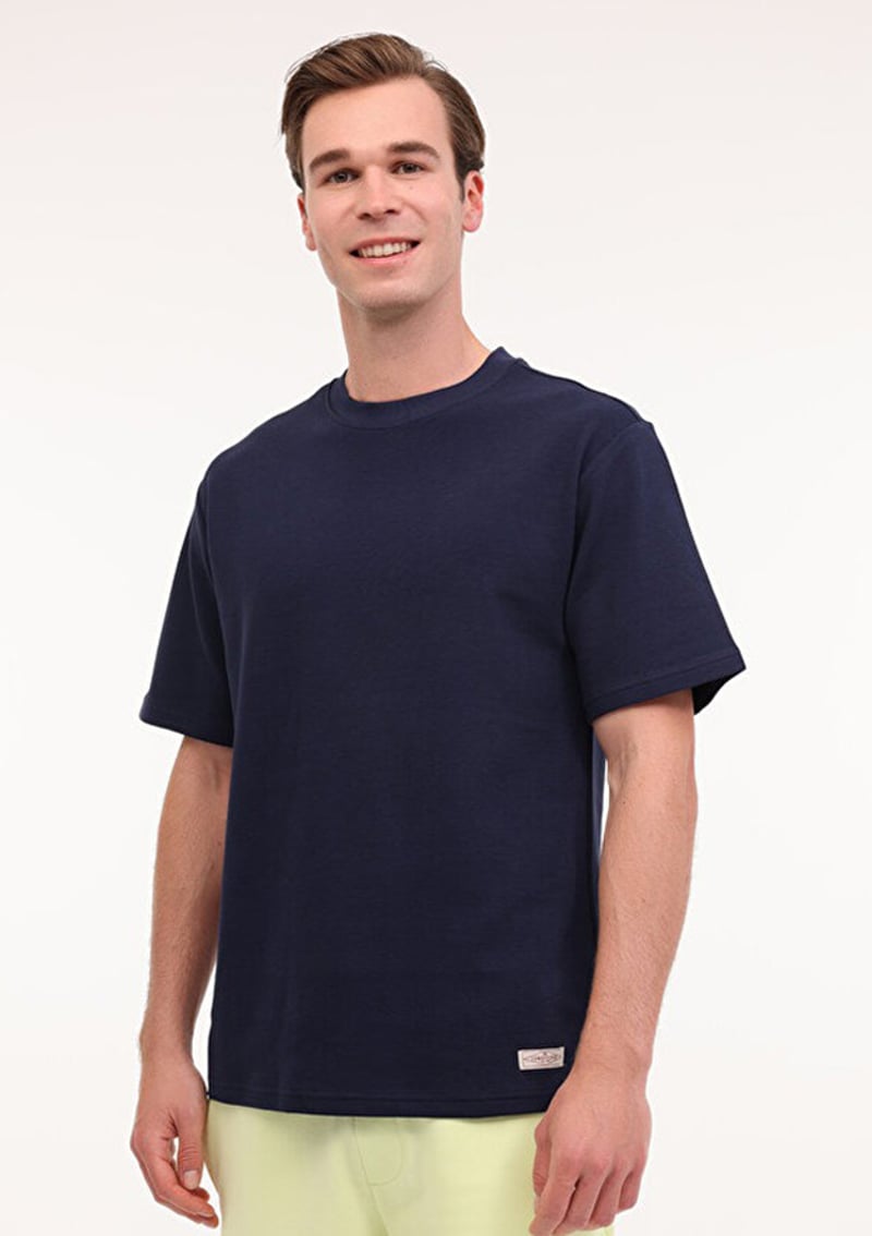 A10200694808010 Erkek Lacivert Kısa Kol T-shirt