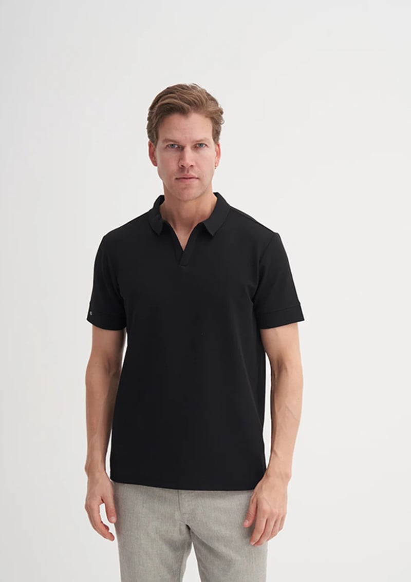 25Yceeo04201 Erkek Siyah Polo Yaka T-shirt
