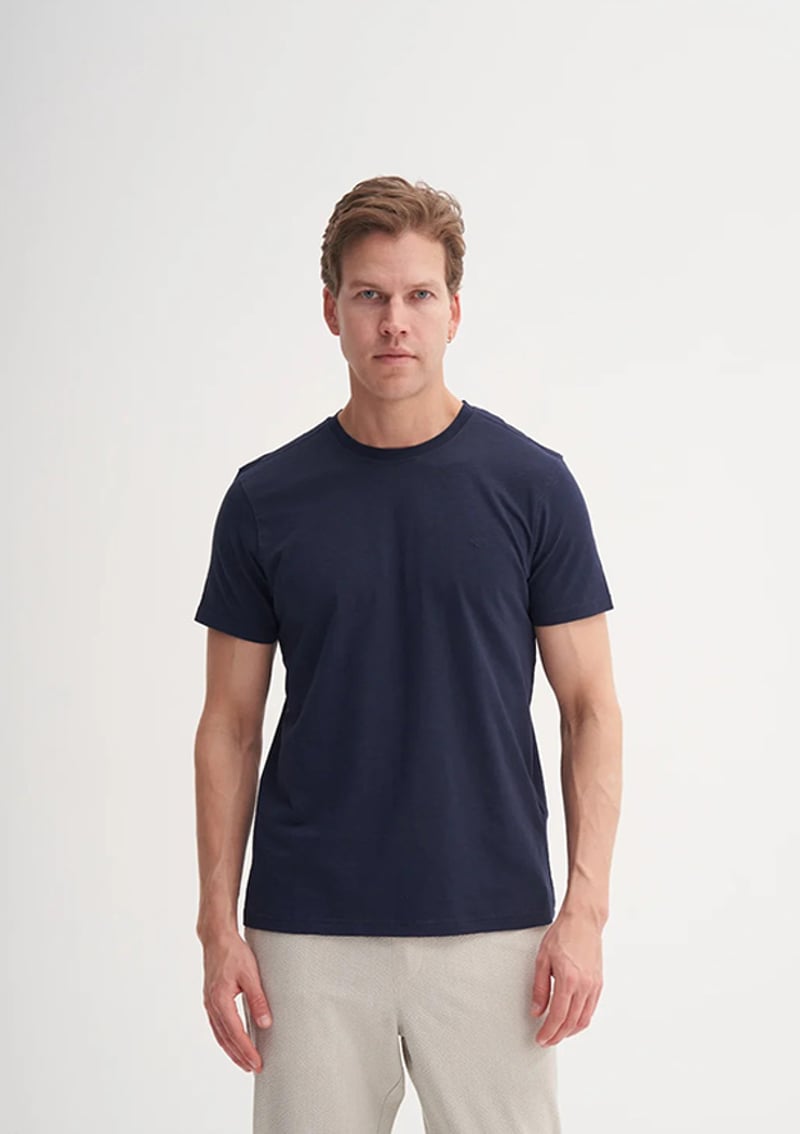 25Yceeo04602 Erkek Lacivert Bisiklet Yaka T-shirt