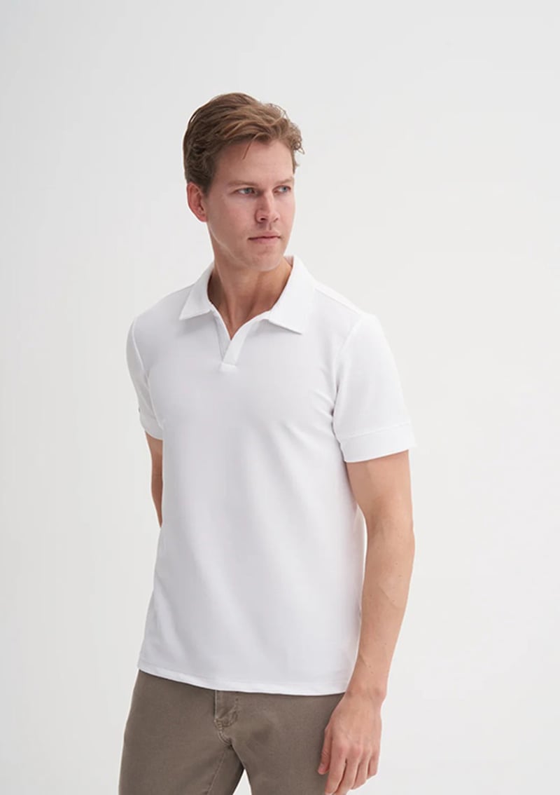 25Yceeo04201 Erkek Beyaz Polo Yaka T-shirt