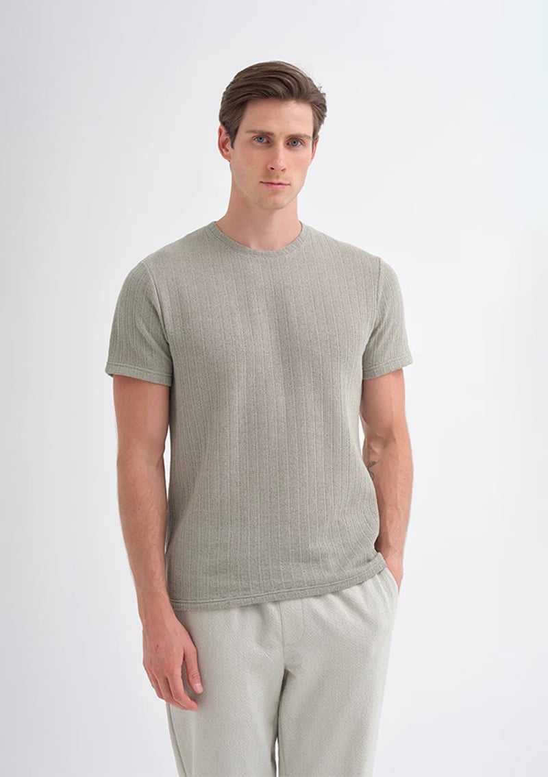 25Yceeo04011 Erkek Yeşil Bisiklet Yaka T-shirt