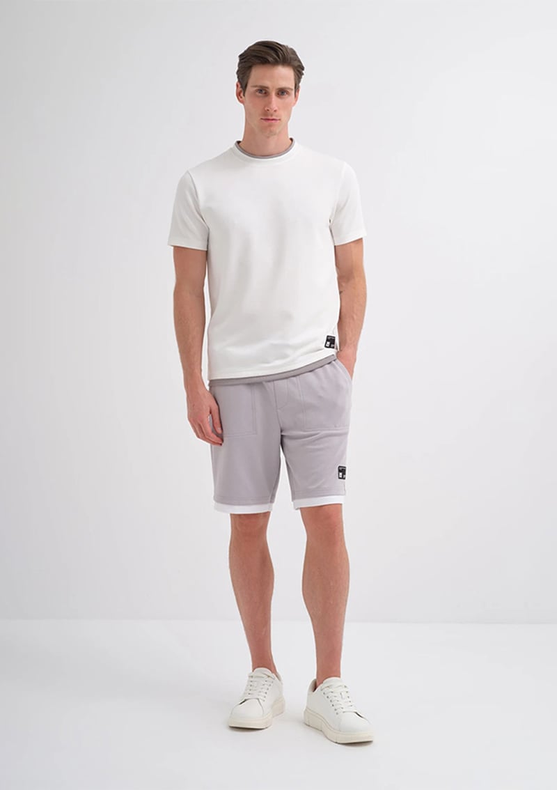 25Yceeo04003 Erkek Beyaz Bisiklet Yaka T-shirt
