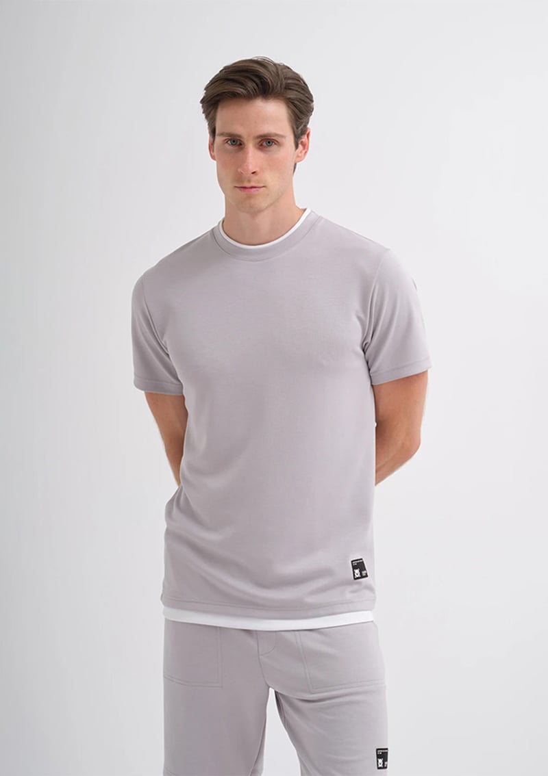 25Yceeo04003 Erkek Gri Bisiklet Yaka T-shirt