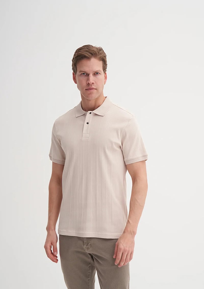 25Yceeo04164 Erkek Bej Polo Yaka T-shirt