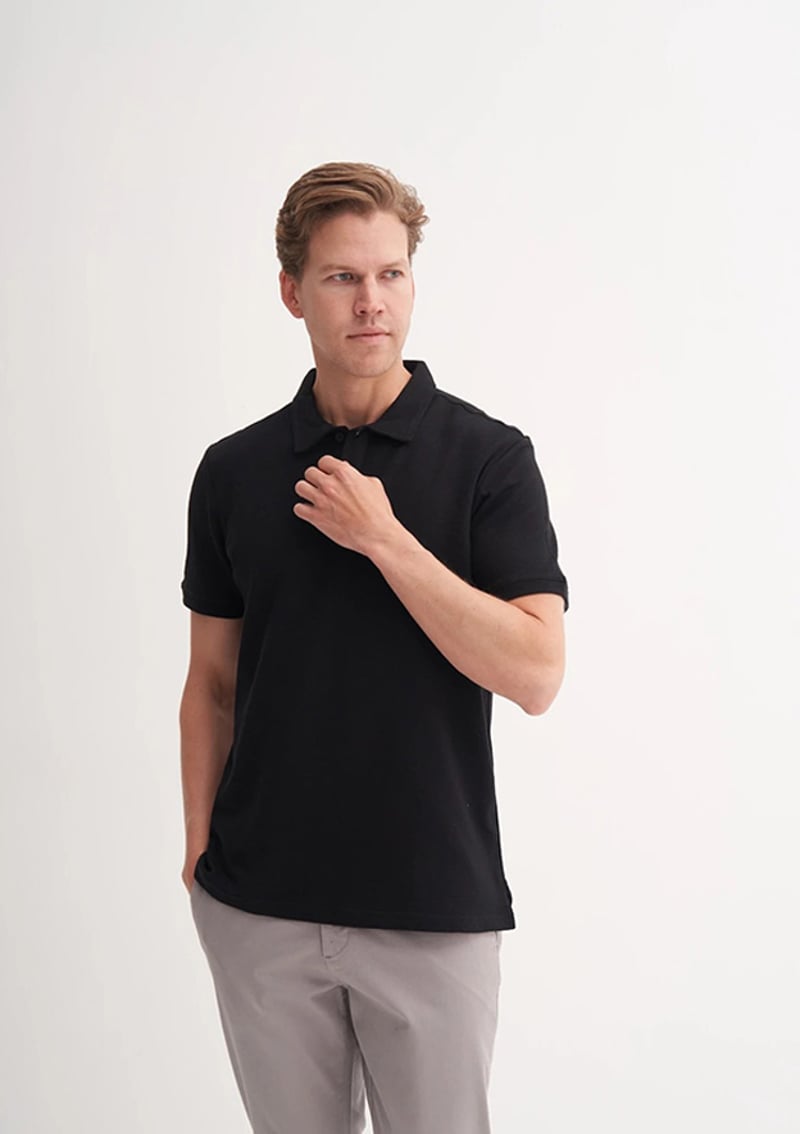 25Yceeo04126 Erkek Siyah Polo Yaka T-shirt