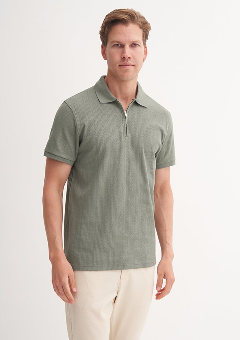 25Yceeo04122 Erkek Yeşil Polo Yaka T-shirt