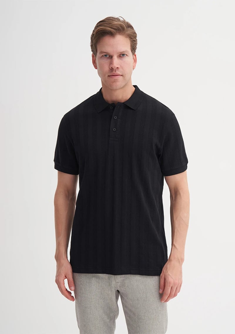 25Yceeo04102 Erkek Siyah Polo Yaka T-shirt
