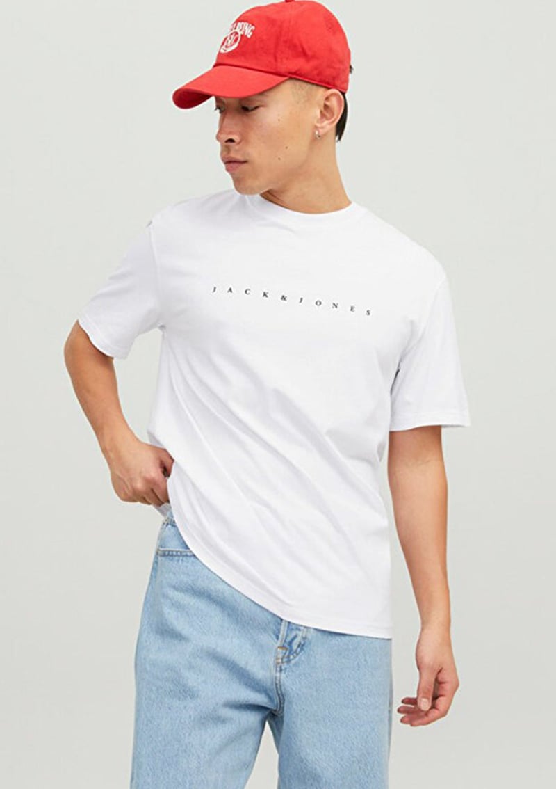 12234746 Erkek Beyaz Bisiklet Yaka T-shirt