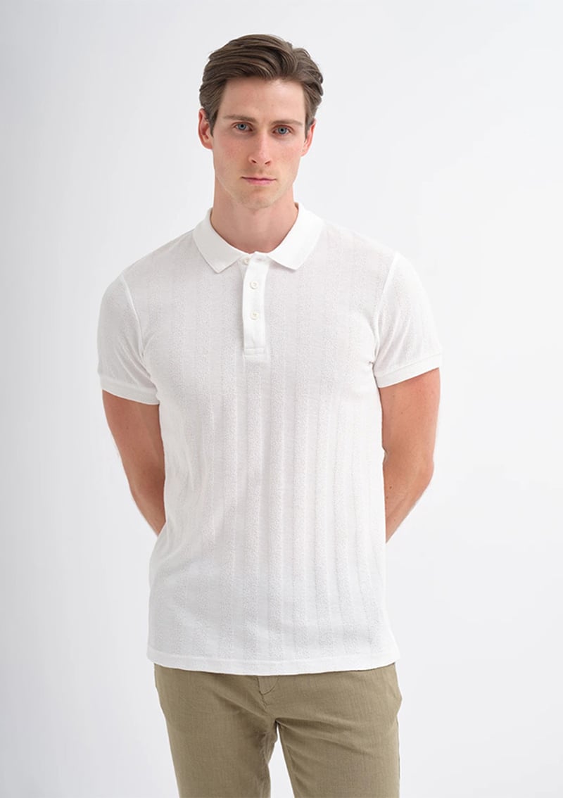 25Yceeo04102 Erkek Beyaz Polo Yaka T-shirt