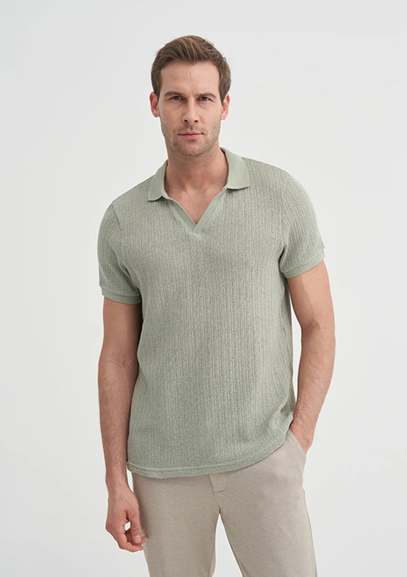 25Yceeo04012 Erkek Yeşil Polo Yaka T-shirt