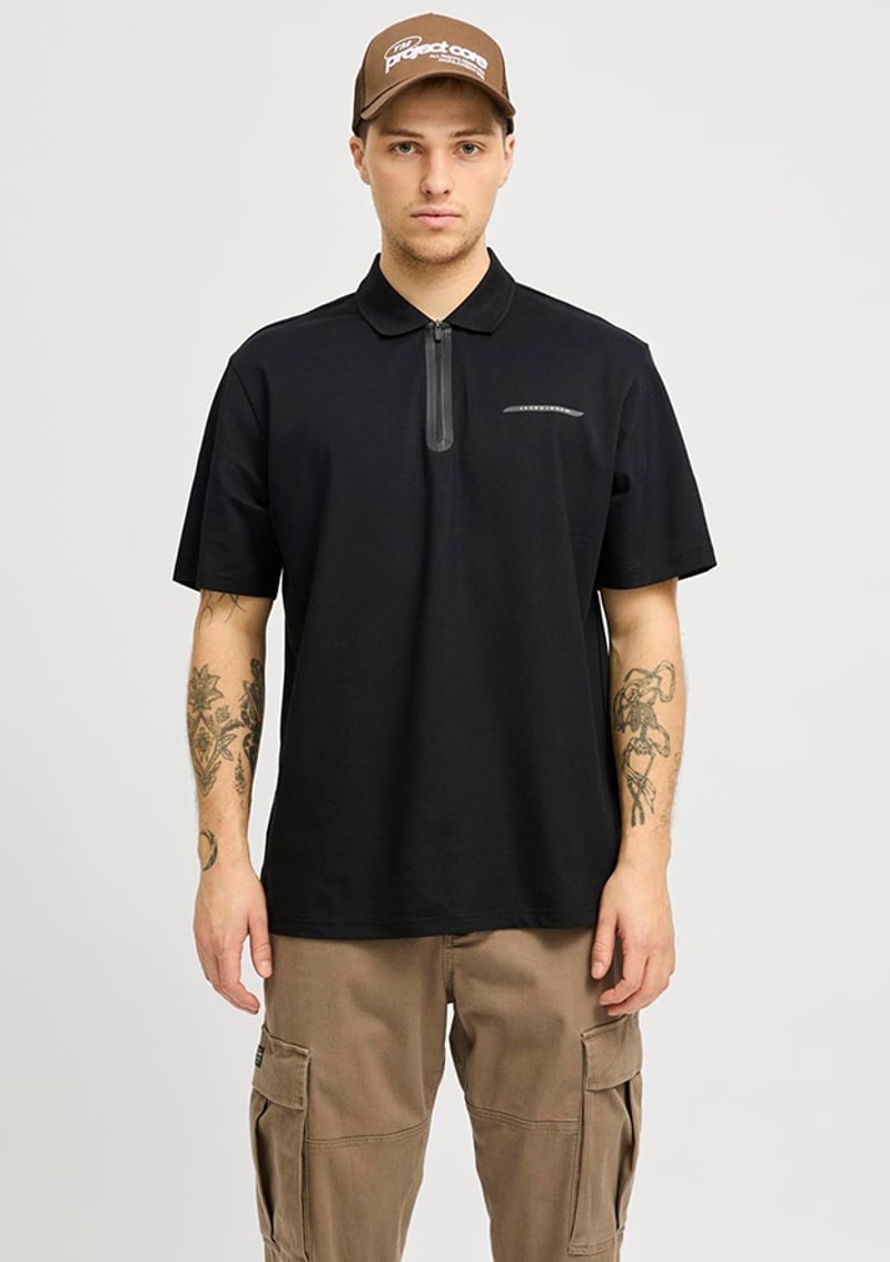 12273127 Erkek Siyah Polo Yaka T-shirt