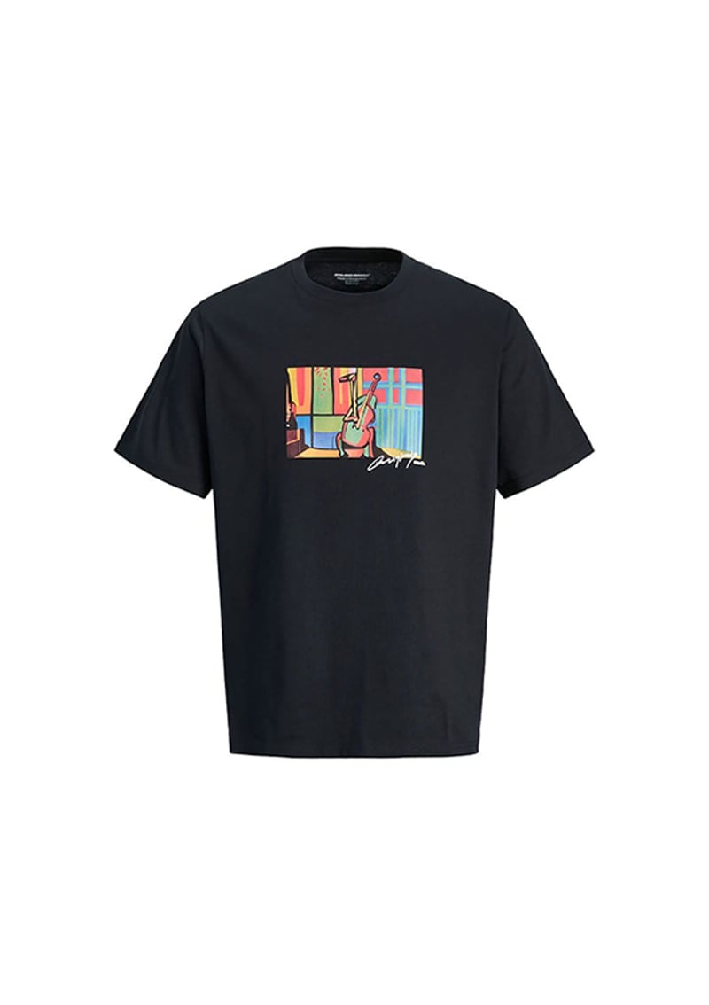 12273378 Erkek Siyah Baskılı T-shirt