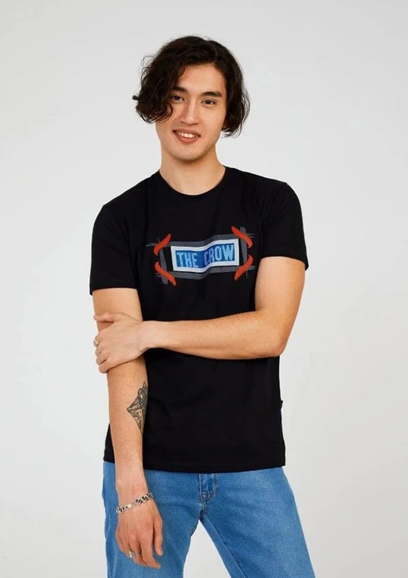 Tc7127 Erkek Siyah Baskılı T-shirt