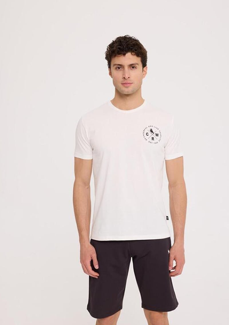 Tc5306 Erkek Beyaz Baskılı T-shirt