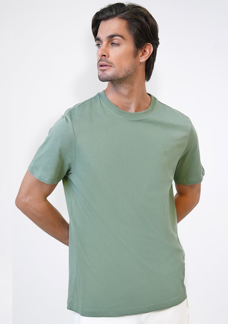 B33S10040 Erkek Yeşil Bisiklet Yaka T-shirt