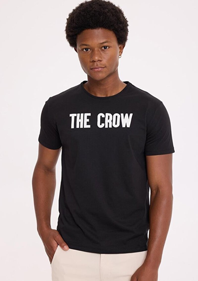 Tc4606 Erkek Siyah Baskılı T-shirt
