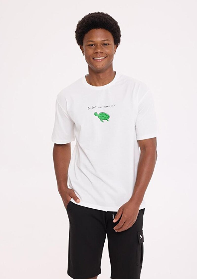 Tc9028 Erkek Beyaz T-shirt