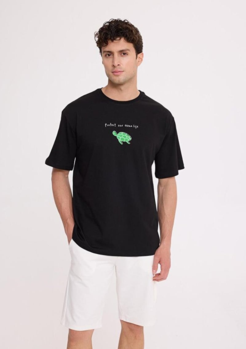 Tc9028 Erkek Siyah T-shirt