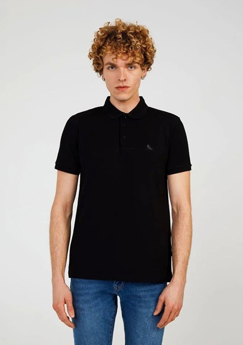 Tc4613 Erkek Siyah Polo Yaka T-shirt