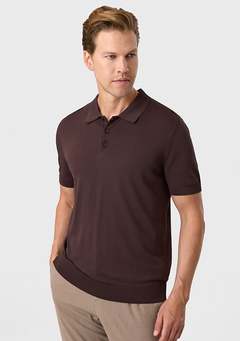 B35S40018 Erkek Kahverengi Triko T-shirt