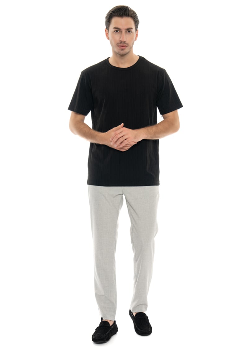 24Yjeeo04153 Erkek Siyah Bisiklet Yaka T-shirt