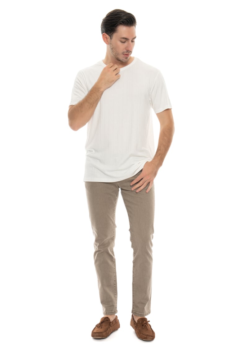 24Yjeeo04153 Erkek Beyaz Bisiklet Yaka T-shirt