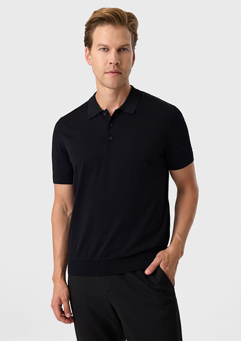B35S40018 Erkek Siyah Triko T-shirt