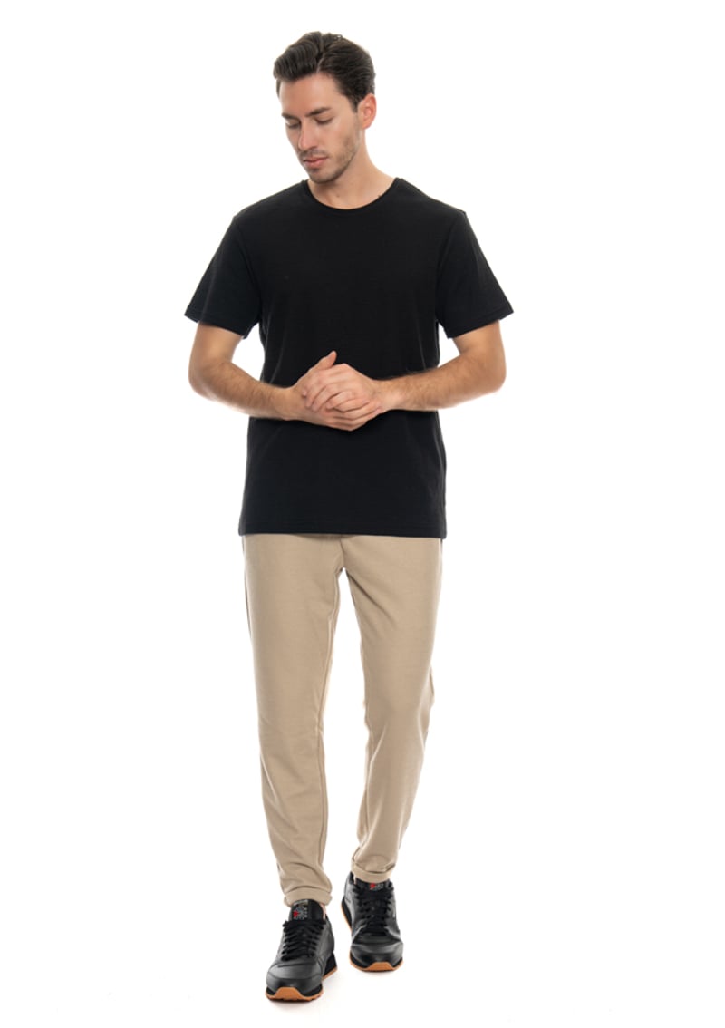 24Yjeeo04000 Erkek Siyah Bisiklet Yaka T-shirt