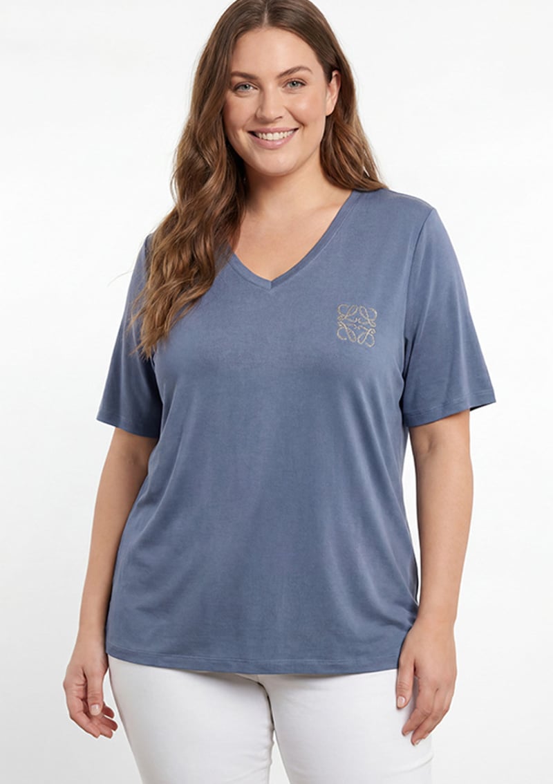 O6867 Kadın Lacivert Basic T-shirt