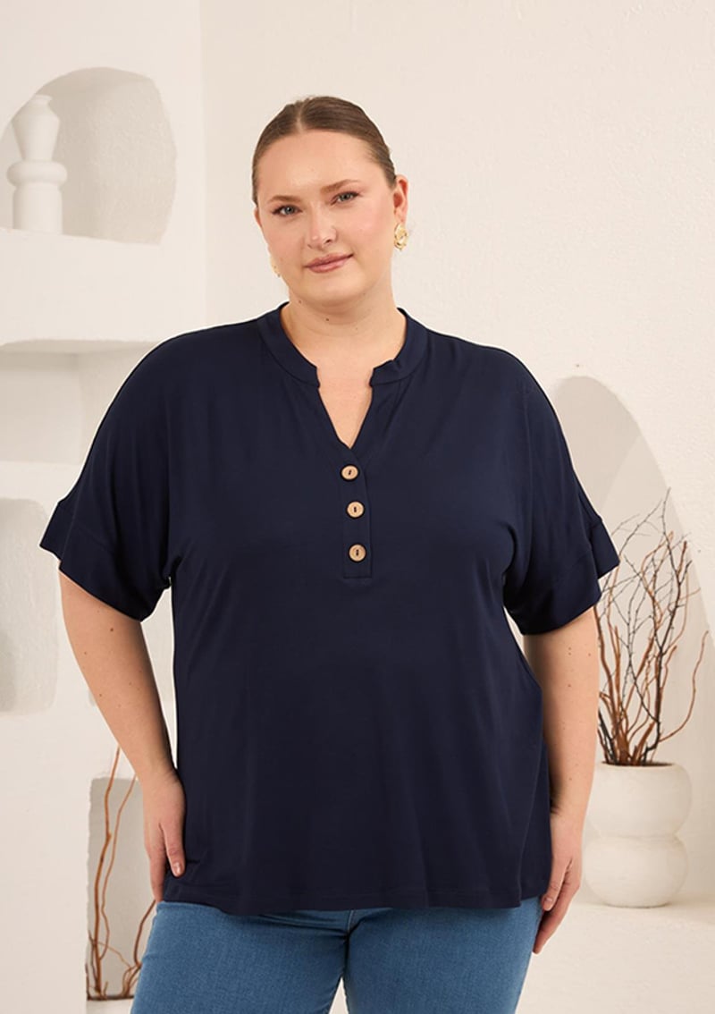 O6820 Kadın Lacivert Basic T-shirt