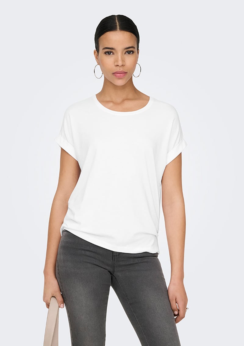 15106662 Kadın Beyaz Bisiklet Yaka T-shirt