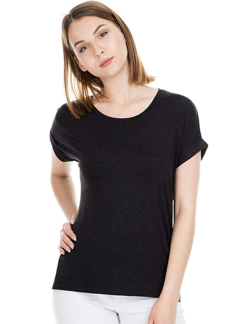 15106662 Kadın Siyah Bisiklet Yaka T-shirt