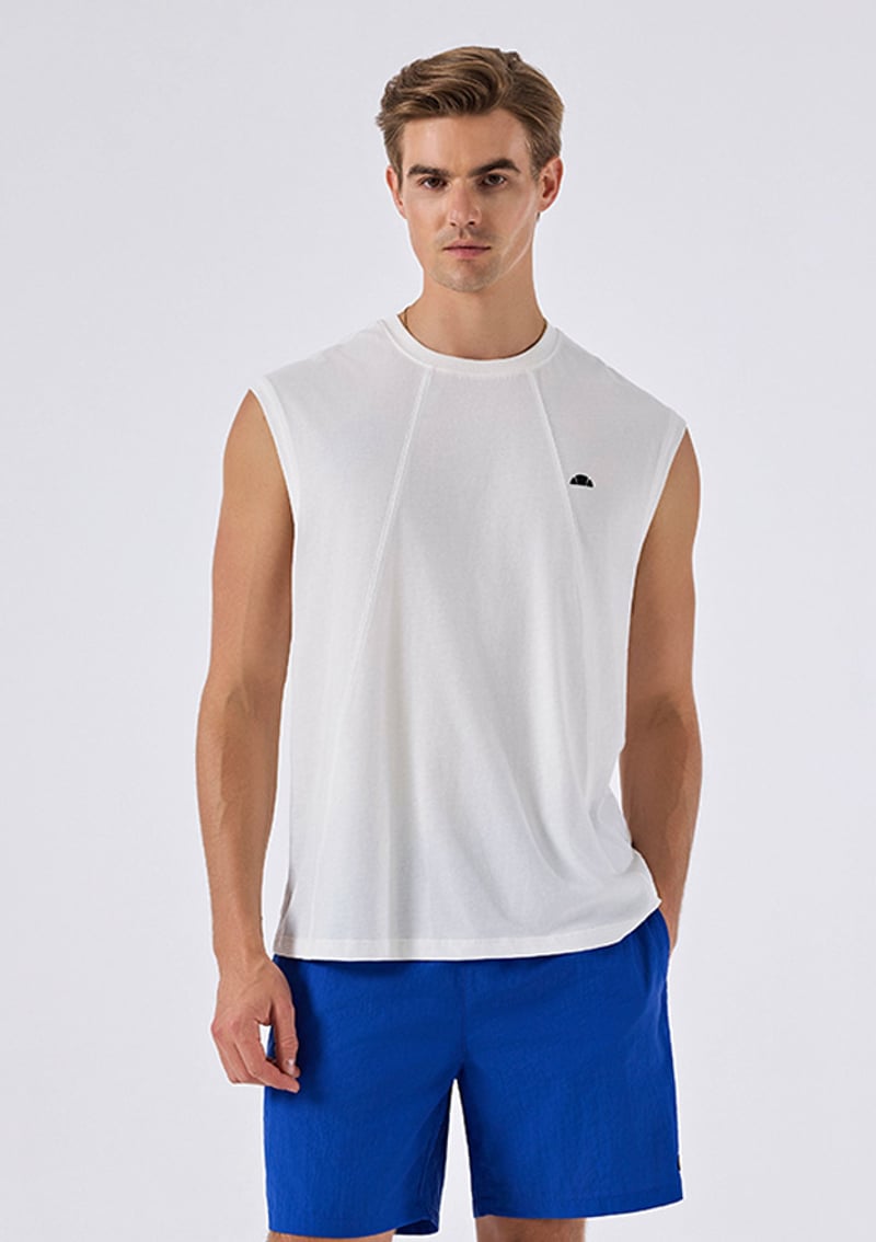 6Sm5041 Erkek Beyaz Sıfır Kol T-shirt