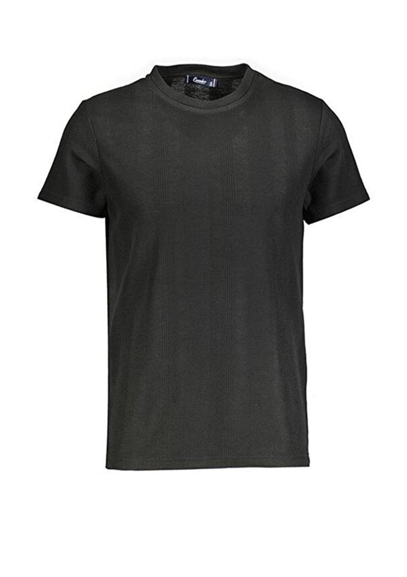 24Yceeo04177 Erkek Siyah Bisiklet Yaka T-shirt