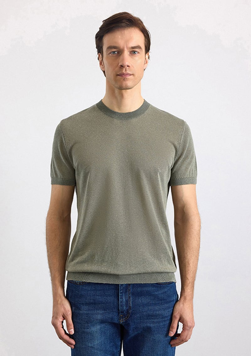Str2013700004 Erkek Yeşil Triko T-shirt