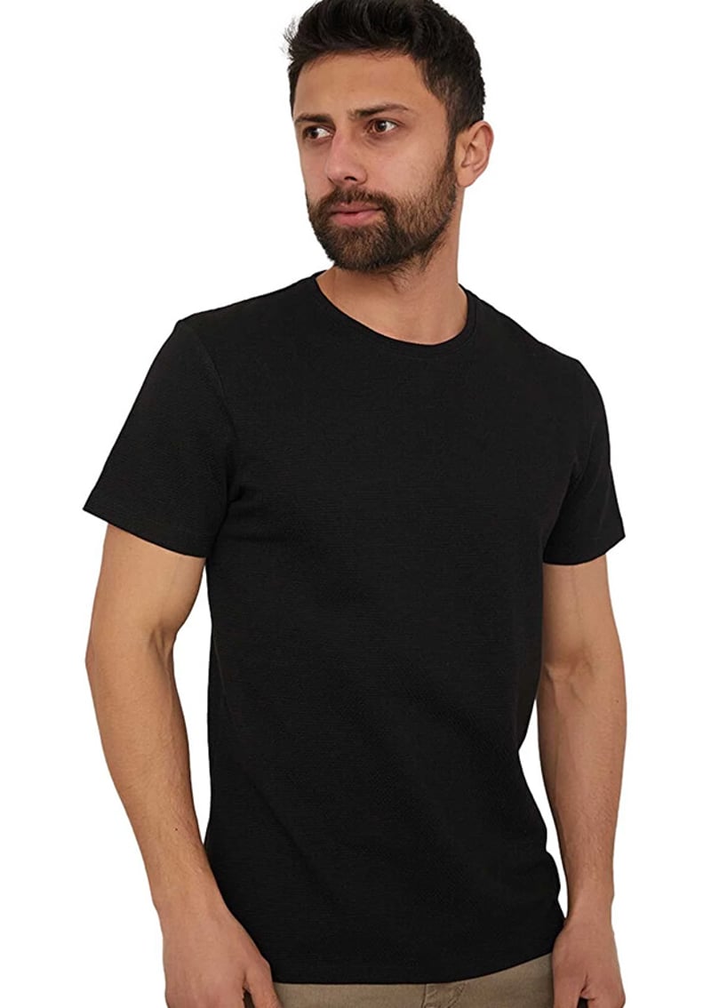 24Yceeo04154 Erkek Siyah Bisiklet Yaka T-shirt