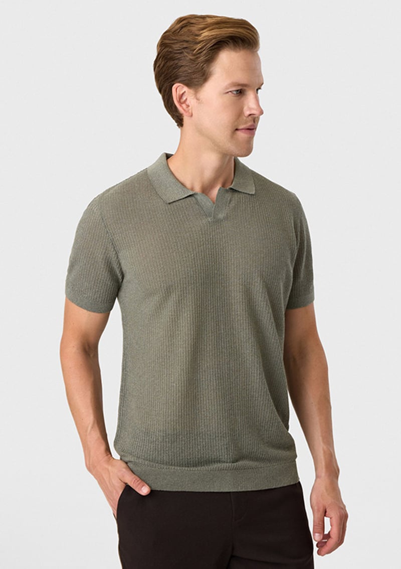 B35S40027 Erkek Yeşil Triko T-shirt