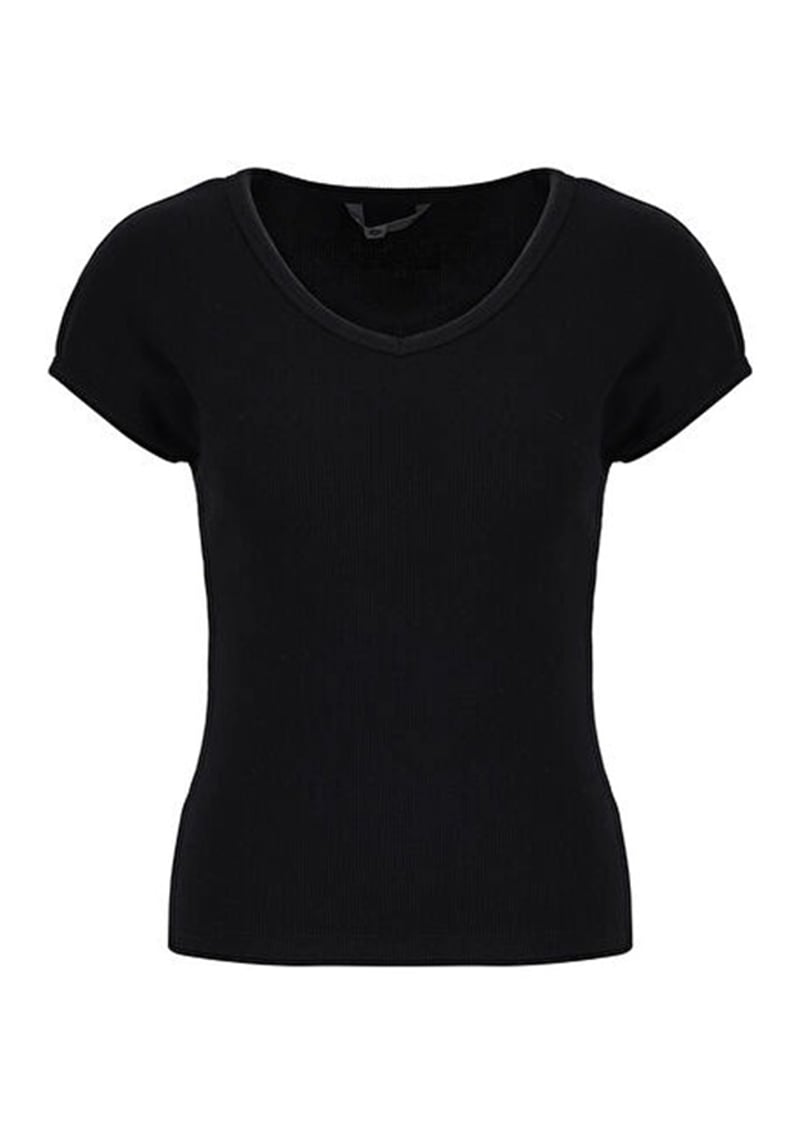 262 Lcf 242008 Kadın Siyah V Yaka T-shirt