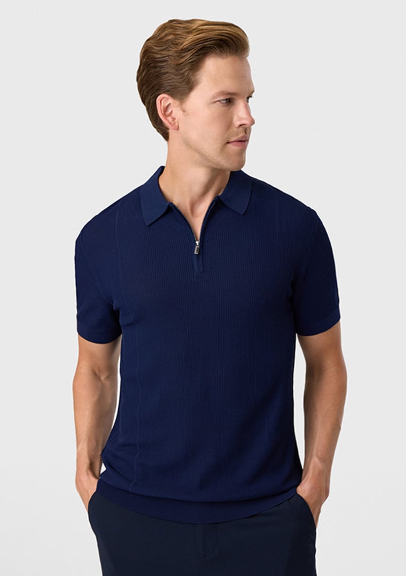 B35S40007 Erkek Lacivert Triko T-shirt