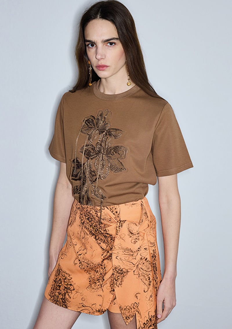 Is1260070113 Kadın Kahverengi Desenli T-shirt