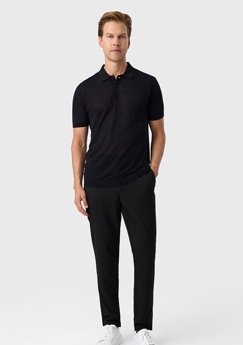 B35S40026 Erkek Siyah Triko T-shirt