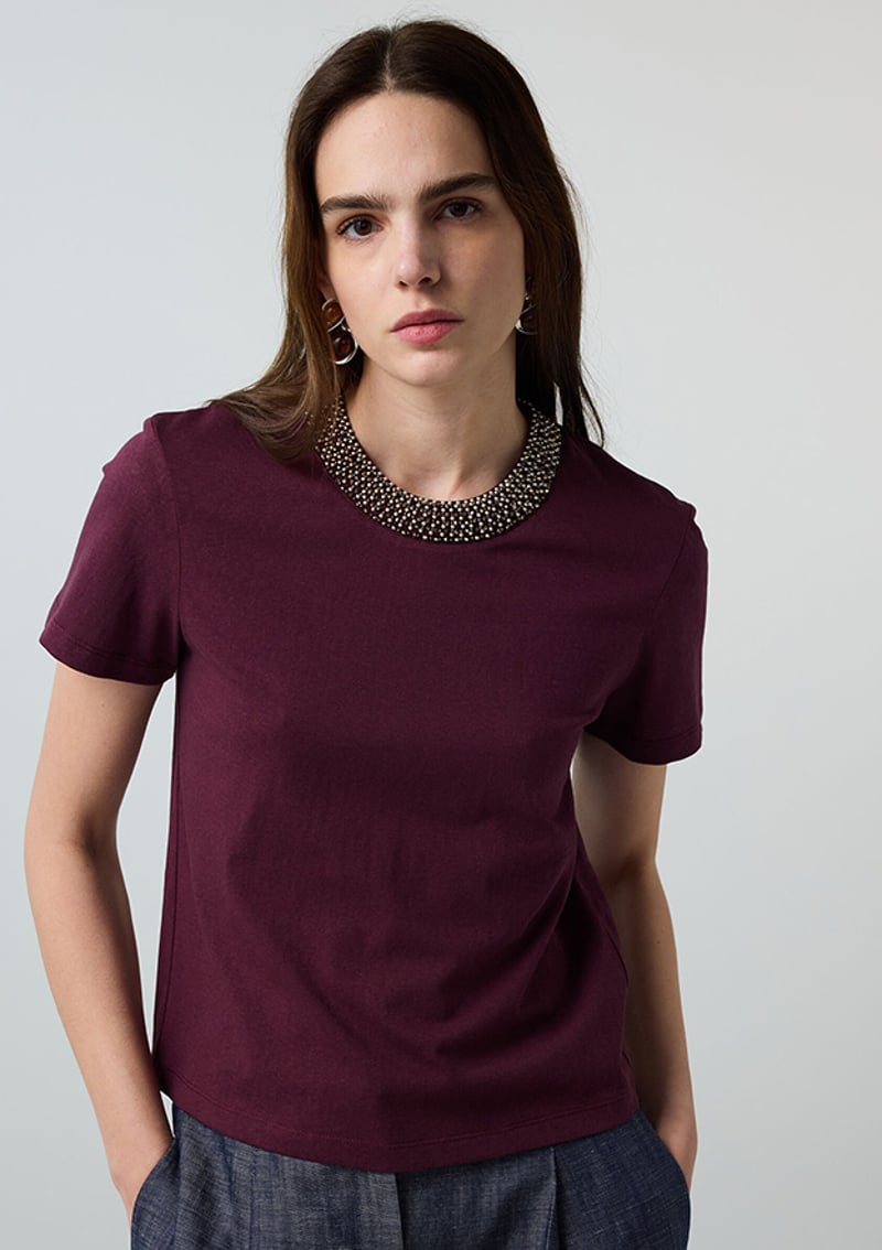 Is1260070149 Kadın Mor Baskılı T-shirt
