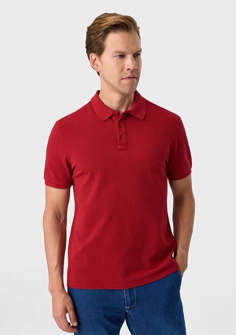 B35S10018 Erkek Kırmızı Polo Yaka T-shirt