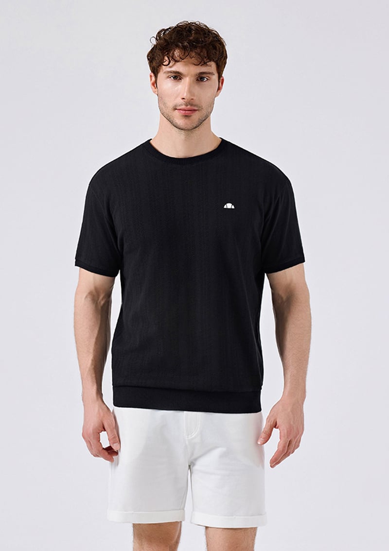6Sm5057 Erkek Siyah Triko T-shirt