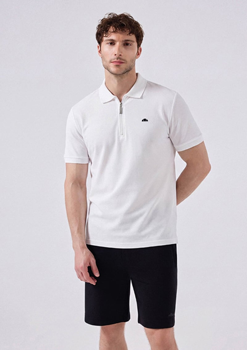 6Sm5048 Erkek Beyaz Polo Yaka T-shirt