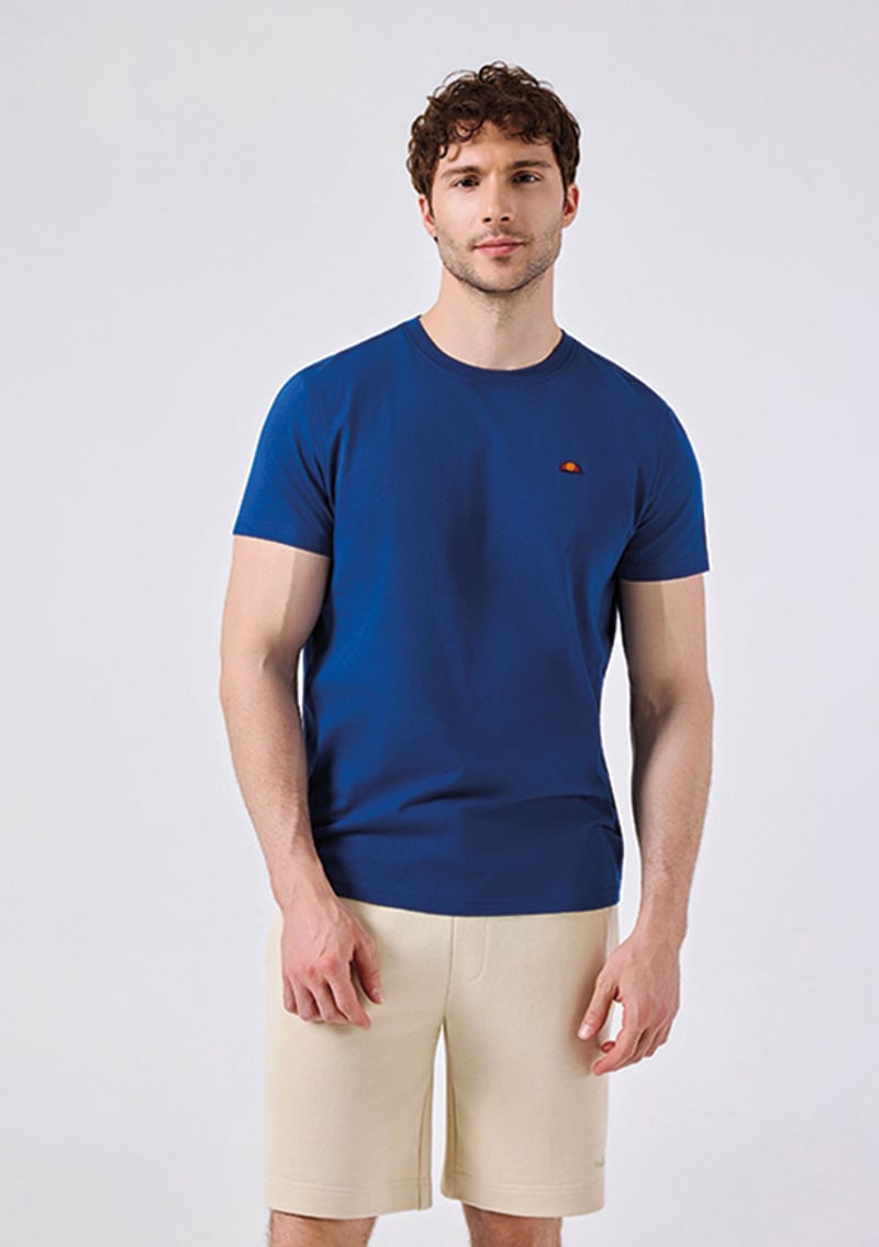 6Sm5069 Erkek Mavi Bisiklet Yaka T-shirt