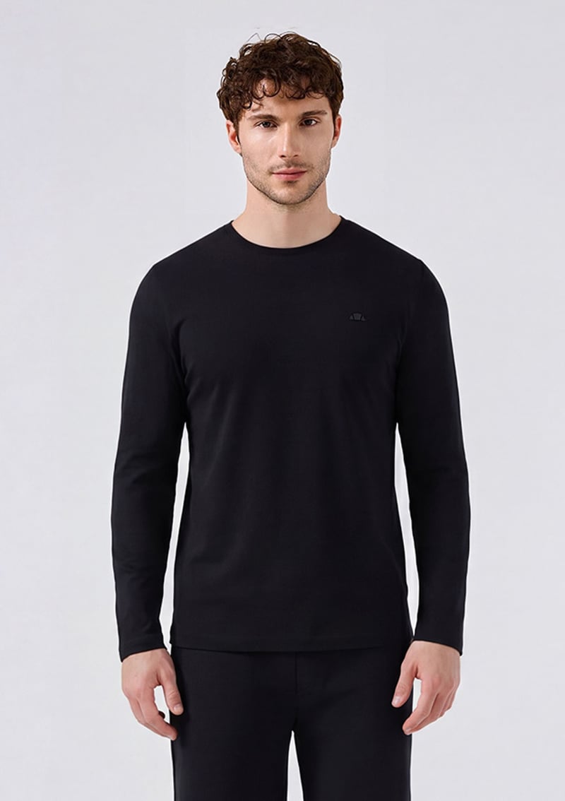 6Sm5066 Erkek Siyah Uzun Kol T-shirt