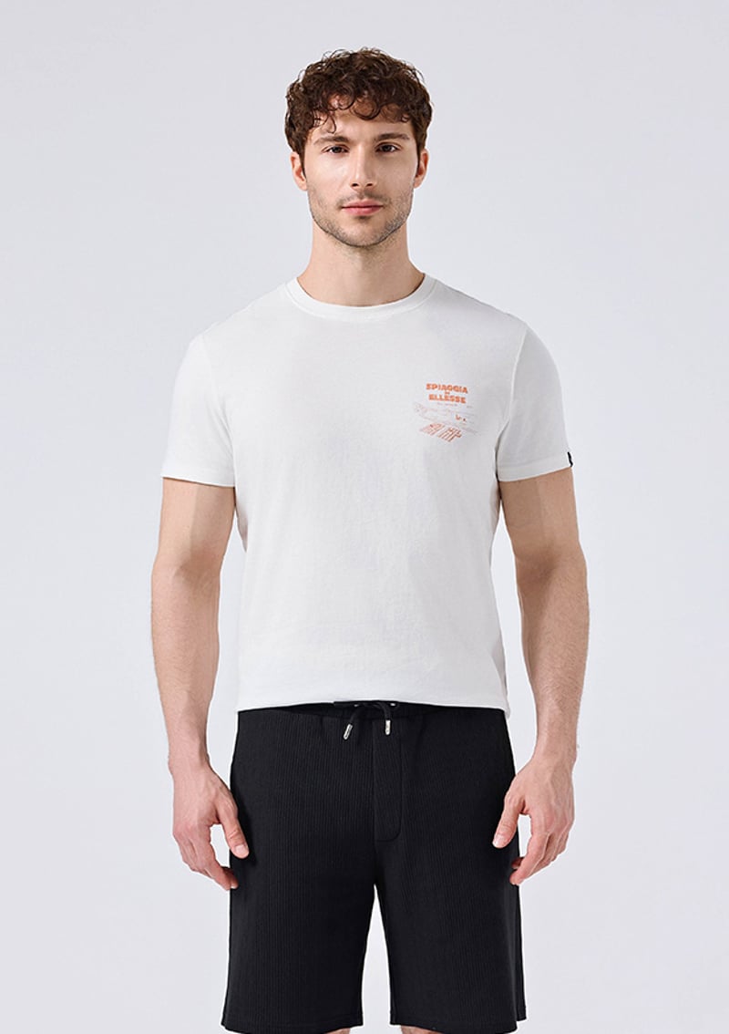 6Sm5065 Erkek Beyaz Baskılı T-shirt