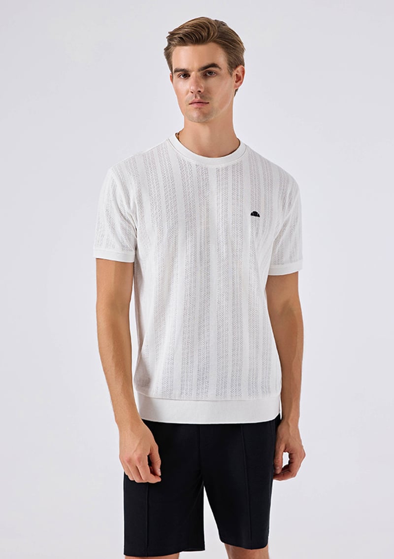 6Sm5057 Erkek Beyaz Triko T-shirt