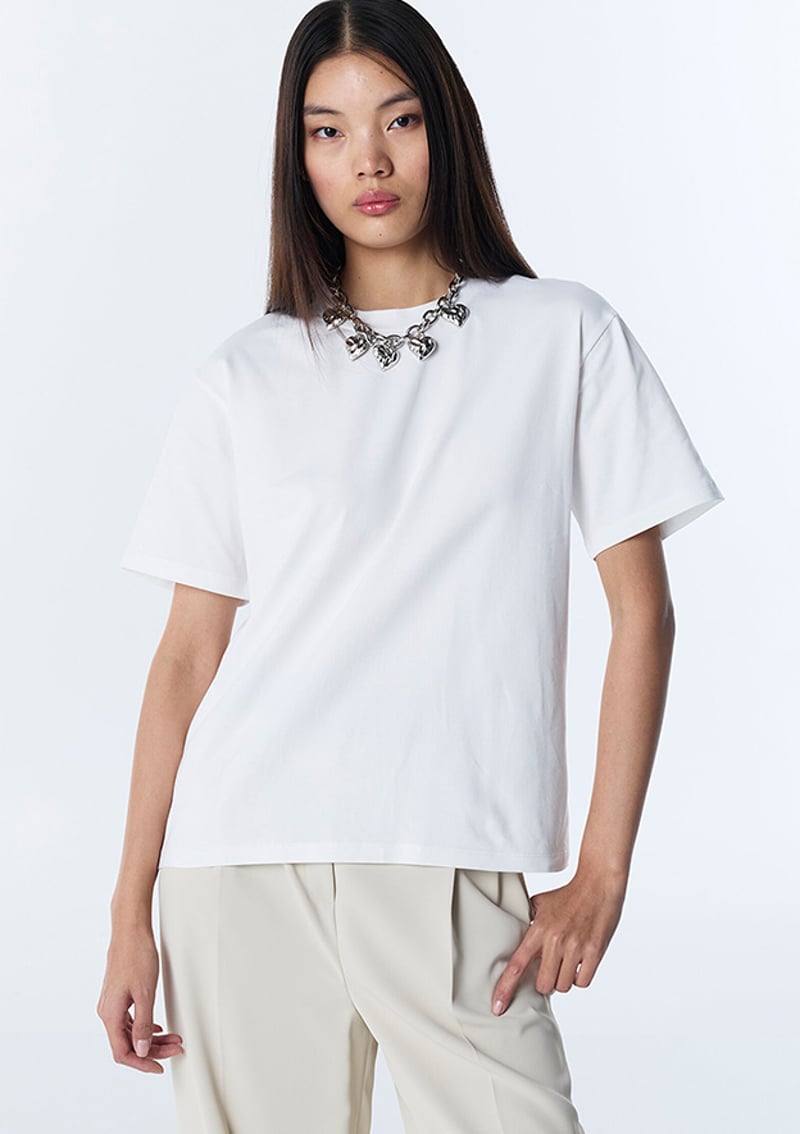 Ts1260070093 Kadın Beyaz Bisiklet Yaka T-shirt